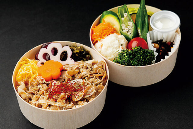 【彩り温野菜のわっぱ二段弁当】甘うま三元豚炙り焼わっぱ弁当