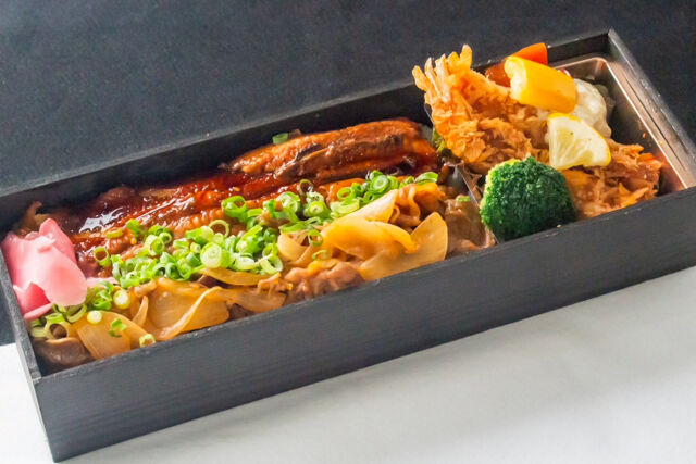 鰻牛・海老フライ弁当