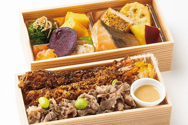 ごちそう2段懐石御膳 黒毛和牛すき焼き&醤油海老ふらい