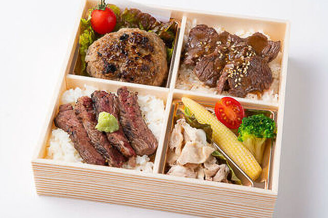 てごねハンバーグ&焼肉ハラミ重と特選黒牛ステーキ重御膳