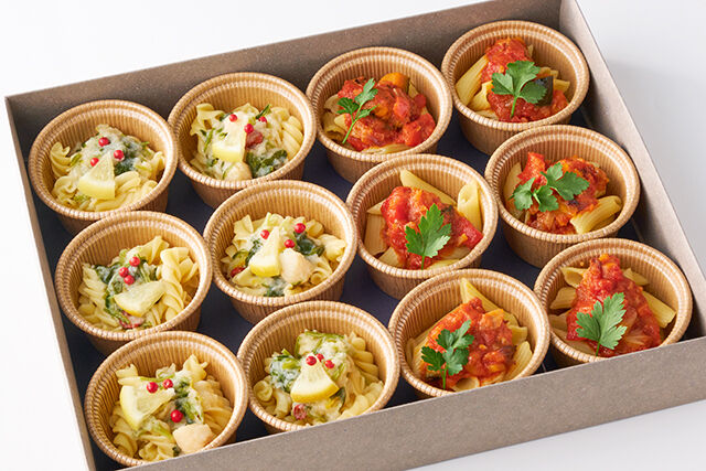 パスタ ミスト(貝柱のペペロンチーノソース&農園野菜のオルトラーナソース)