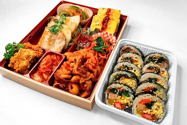 韓国風生姜焼き&サムギョプサルキンパ弁当
