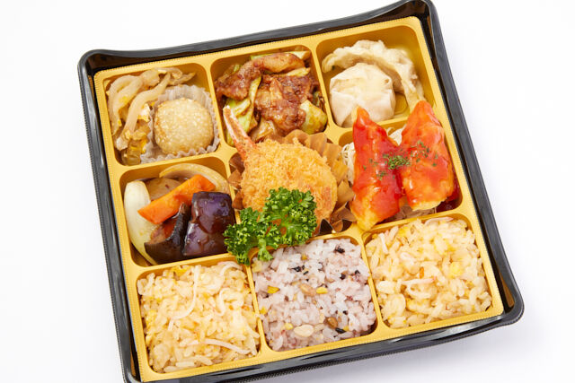 彩り9マス中華弁当(2)麻婆茄子/カニ爪フライ/イカチリソース