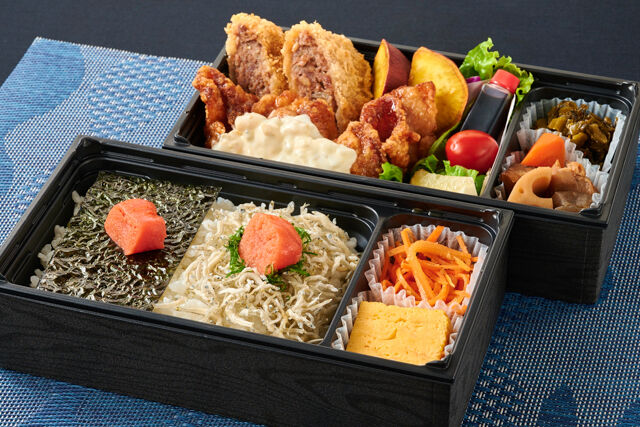 博多明太のり弁&じゃこしそ明太ごはんとチキン南蛮&牛たんメンチカツ二段御膳