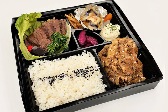 阿波黒牛ステーキ&阿波ポークのあぶり焼ダブル弁当