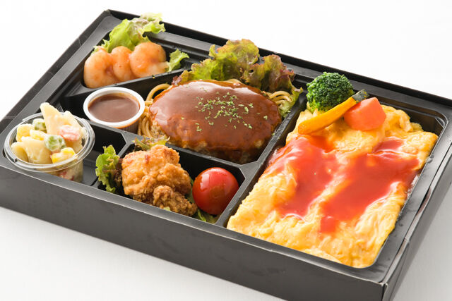 【選べるオムライスソース】デラックスオム弁(デミグラスソースハンバーグ)