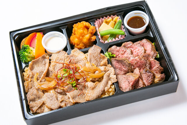 【限定】贅沢A5宮崎牛すき焼きとPrimeザブトンステーキ肉飯弁当