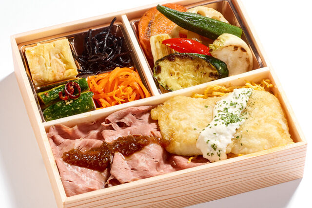 ローストビーフ 白身魚ムニエル弁当
