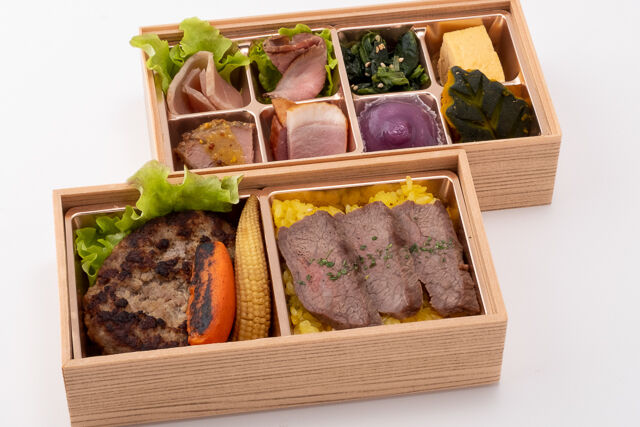 国産牛カルビ・ハンバーグ2段弁当