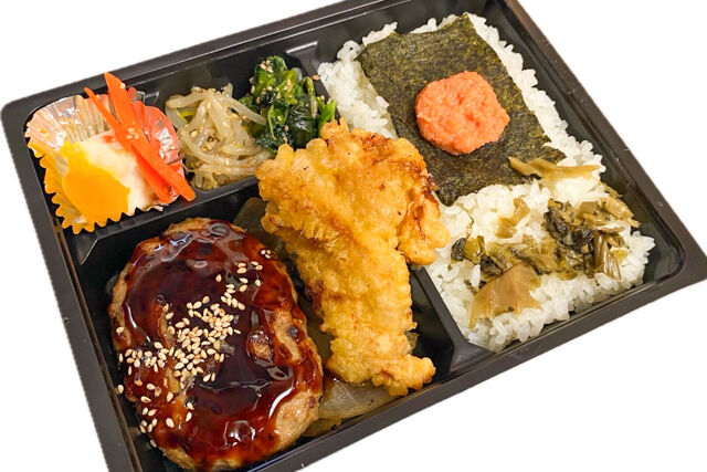 やわらかハンバーグ・からあげと明太高菜海苔弁当