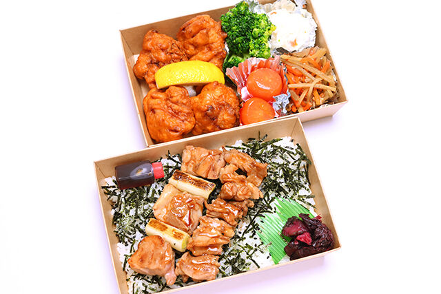 朝引き但馬鶏の焼鳥と唐揚げ二段弁当