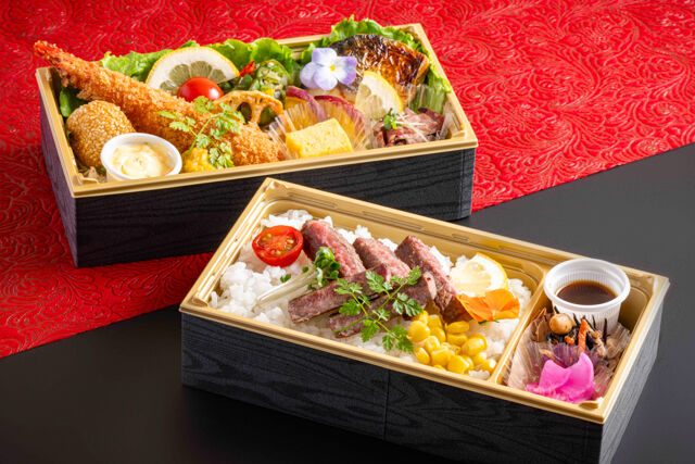 恋する大海老フライと柔らかステーキ重(2段)