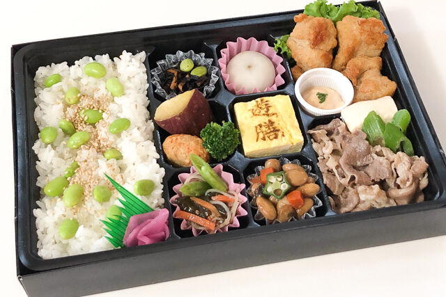 からあげ&すき焼き御膳(枝豆ご飯)