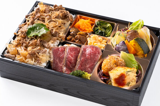 国産黒牛の牛飯とリブロースステーキ御膳