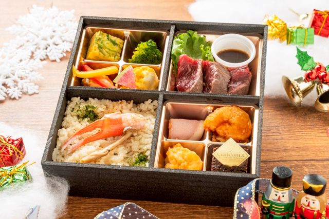 【冬弁当】淡路～Awaji～厳選牛熟成ステーキとエビチリの島根県産ズワイガニご飯