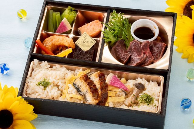 【夏弁当】御影〜Mikage〜より香ばしい厳選牛ステーキと海老チリのうなぎ炊き込み夏御膳