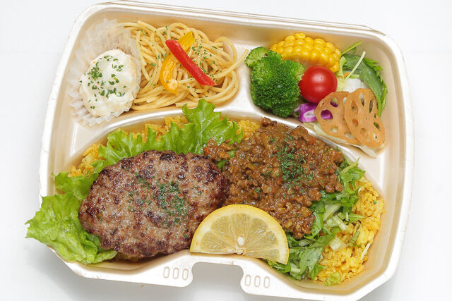 【熨斗対応可】キーマカレー＆超粗びき手ごねハンバーグ・季節の8種サラダ