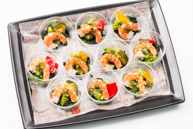 エビとロマネスコのバジリコソース