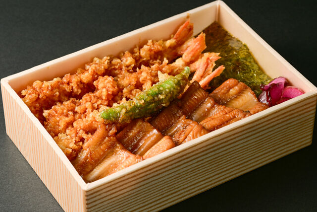 煮穴子と海老天重