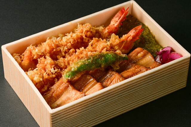 煮穴子と車海老天重