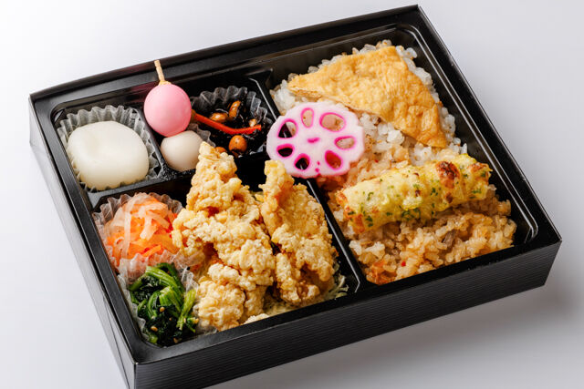 2種ご飯と特製醤油のからあげ弁当