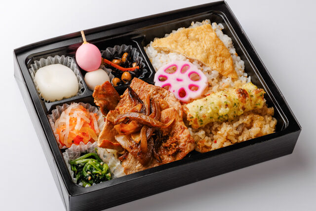 2種ご飯と黄金比率の豚の生姜焼き弁当