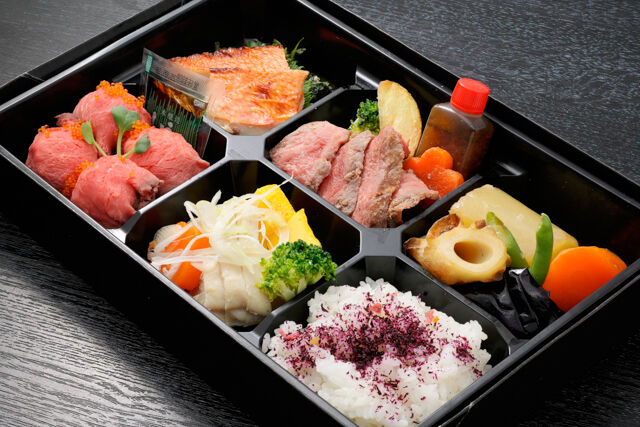 サーロインステーキと肉寿司御膳