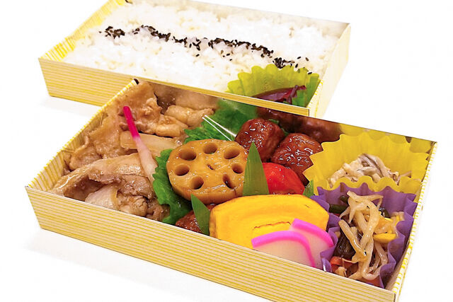 豚の生姜焼き×肉団子と野菜の黒酢餡かけ弁当
