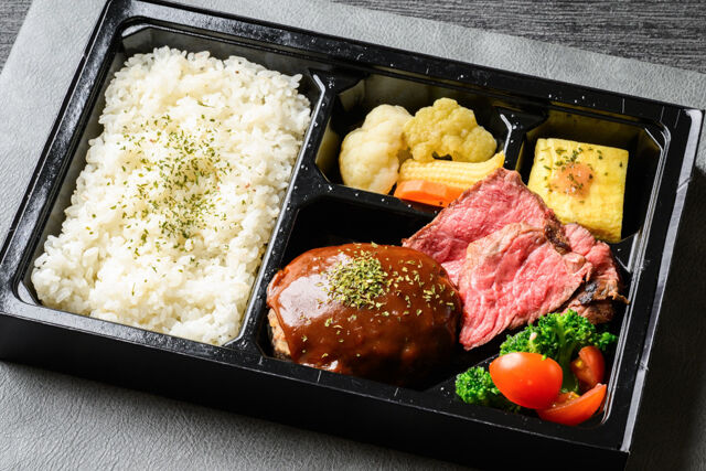 デミハンバーグと牛サーロインステーキ弁当