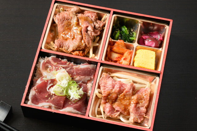 牛カルビの豪華3種肉御膳