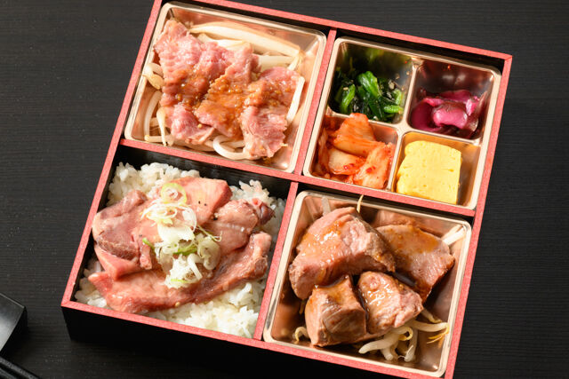 サーロインと牛タン含む3種の肉御膳