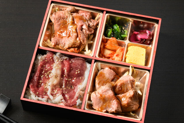 白老牛と牛ヒレ肉含む3種の肉御膳