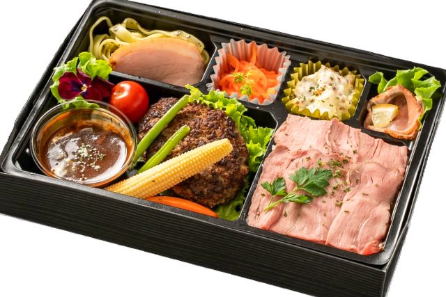ローストビーフ重と特製デミグラスソース牛タンハンバーグ弁当