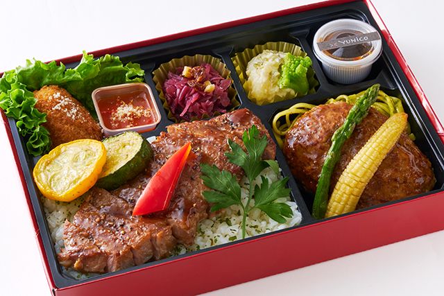 【北新地イタリアンBOX】ステーキ ダブル＆ハンバーグ～シャリアピンソース～