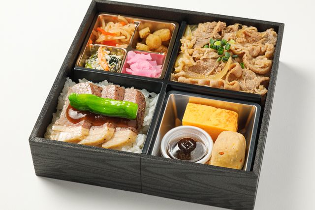 牛ロースステーキとやわらか牛飯の特選御膳