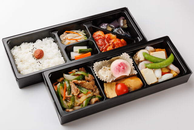 【豪華2段】青椒肉絲＆海鮮豆腐と野菜の塩だれ