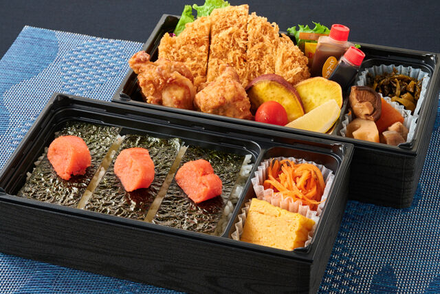 博多明太のり弁と唐揚げ＆とんかつ二段御膳