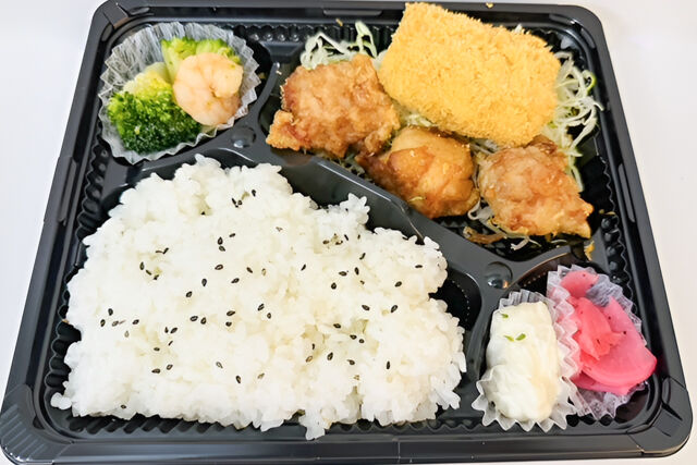 コスパ【唐揚げと海老カツ】海老＆ブロッコリー炒め弁当