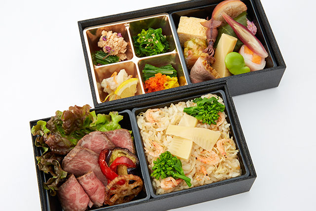 季節野菜と和牛ローストビーフの二段重
