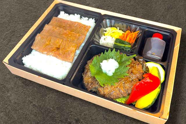 A5ランク黒毛和牛和風ハンバーグ＆焼肉弁当