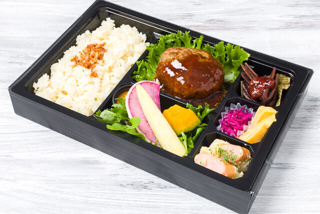 【熨斗対応可】至極のハンバーグ（オリジナルデミグラス）と 極上酵素ドレッシング添えの朝採れ野菜サラダ弁当