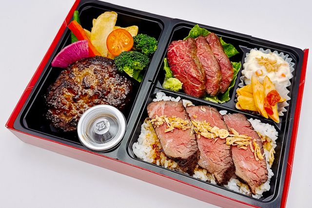 近江牛100％ハンバーグと牛ハラミステーキ（黒毛和牛ローストビーフ）