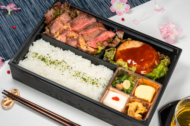 【熨斗対応可】中落ちビーフステーキとワイン仕立て和牛ハンバーグ合盛り御膳