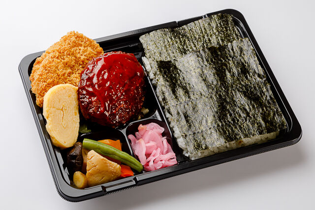 【有明産のり弁】ハンバーグとさっくりコロッケ
