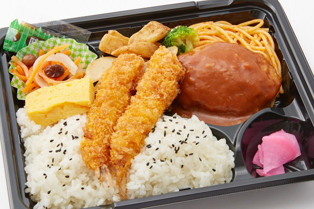 【ダブルメイン】煮込みハンバーグ＆エビフライ弁当
