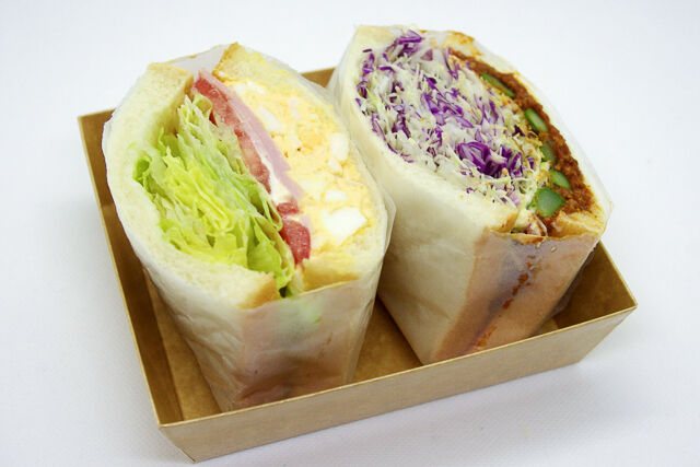 【チリミート×アスパラ】＆【ロースハム×エッグサラダ】