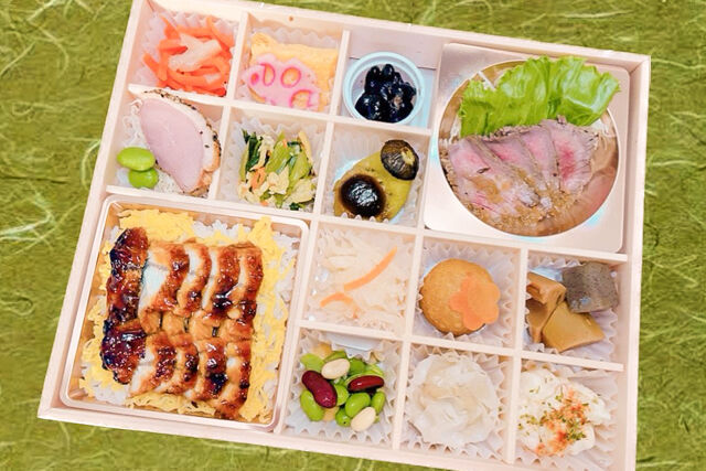 自家製ローストビーフとうなぎ御飯の12升御膳