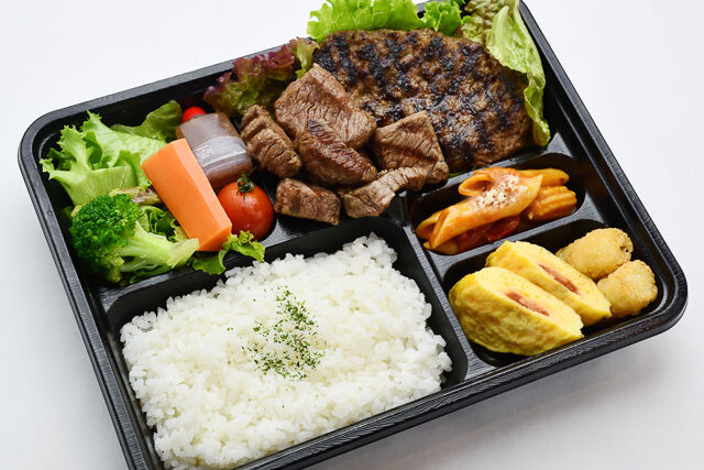 静岡牛ハンバーグ＆サイコロステーキ弁当