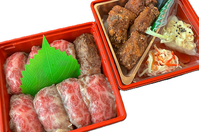 【熨斗対応可】彩り二段御膳～黒毛和牛希少部位の肉寿司～