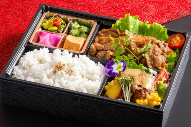 富山ポークの生姜焼きとチーズハンバーグ御膳